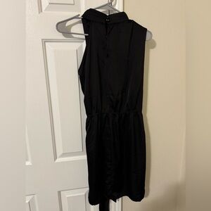 Asymmetrical black wrap dress